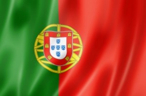 Portugal flag, three dimensional render, satin texture